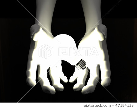 CG 3D illustration three-dimensional design mark symbol light bulb idea 47194132