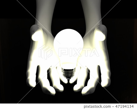 CG 3D illustration three-dimensional design mark symbol light bulb idea 47194134