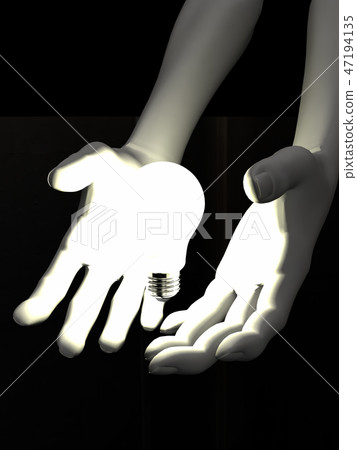 CG 3D illustration three-dimensional design mark symbol light bulb idea 47194135