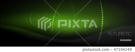 Glowing neon circle line dots, round line design, abstract style on black background. Neon abstract Glowing neon circle line dots, round line design, abstract style on black background. Neon abstract 47194249