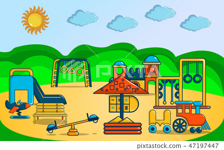 Playground concept banner, cartoon style 47197447