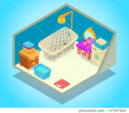 Bathtub concept banner, isometric style 47197564