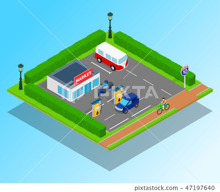 Market concept banner, isometric style 47197640