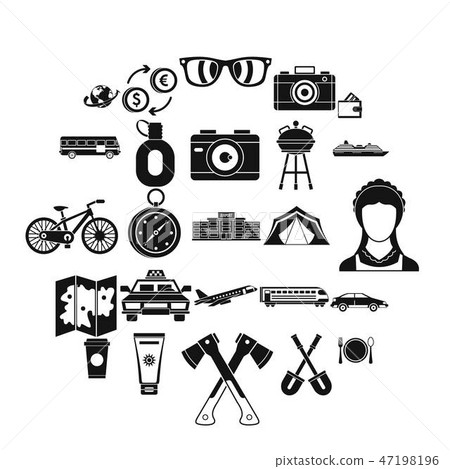 Holiday money icons set, simple style 47198196