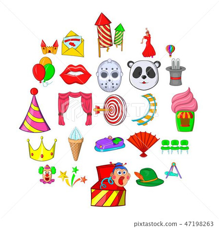 Funny park icons set, cartoon style 47198263