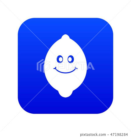 Smiling lemon fruit icon digital blue Smiling lemon fruit icon digital blue 47198284