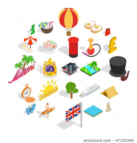 Change of location icons set, isometric style 47198360