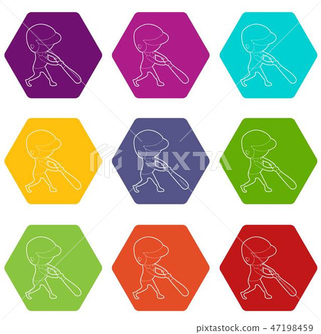 Baseball player icons set 9 vector Baseball player icons set 9 vector 47198459