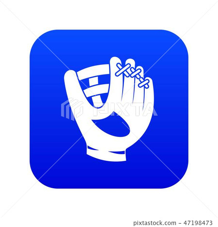 Leather baseball glove icon digital blue 47198473