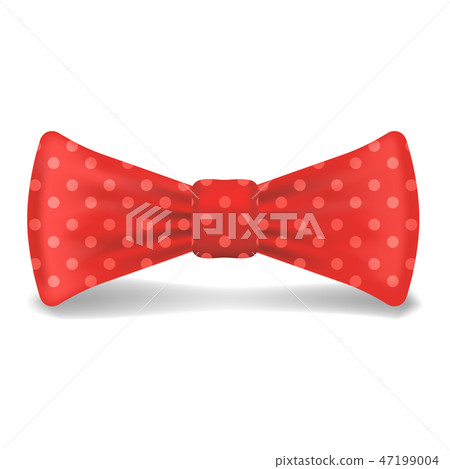 Red polka bowtie icon, realistic style 47199004