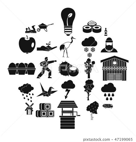 Care of nature icons set, simple style 47199065