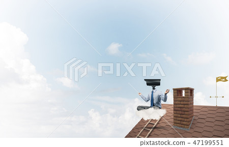 Concept of security and privacy protection with camera headed ma 47199551