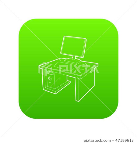 Desktop with computer icon green vector Desktop with computer icon green vector 47199612