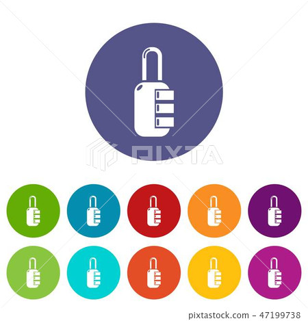 Lock combination icons set vector color 47199738