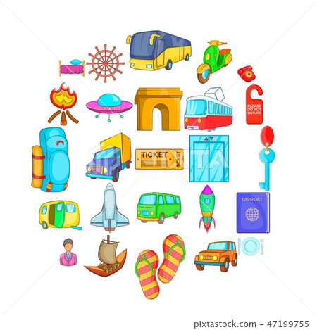Trip order icons set, cartoon style 47199755