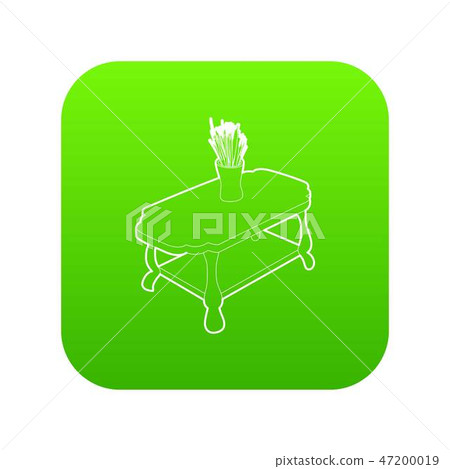 Coffee table with vase icon green vector Coffee table with vase icon green vector 47200019