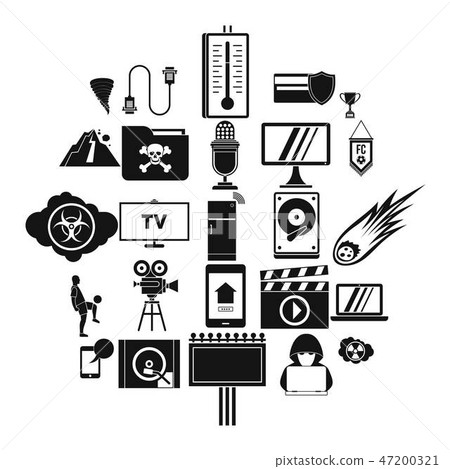 Televisor icons set, simple style Televisor icons set, simple style 47200321