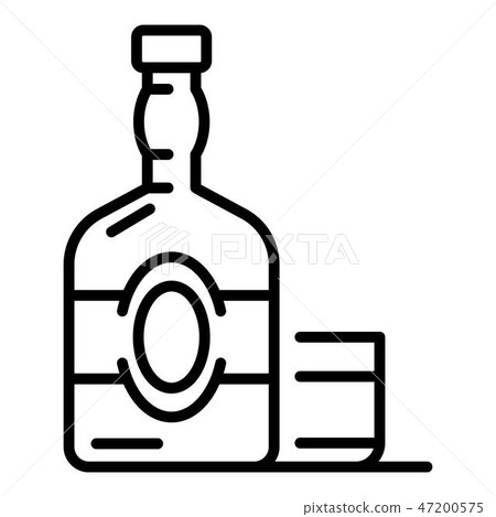 Old whisky bottle icon, outline style 47200575