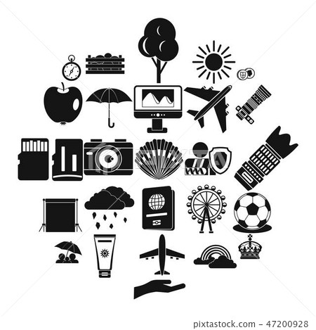 Umbrella icons set, simple style Umbrella icons set, simple style 47200928