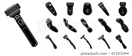 Shaver icon set, simple style Shaver icon set, simple style 47201044