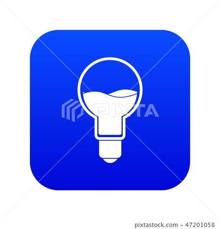 Light bulb with blue water inside icon digital blue Light bulb with blue water inside icon digital blue 47201058