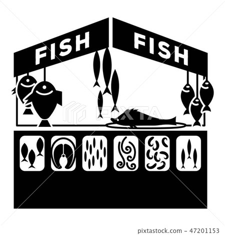 Fish street kiosk icon, simple style 47201153