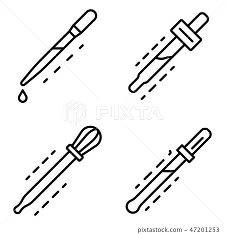 Pipette icon set, outline style 47201253
