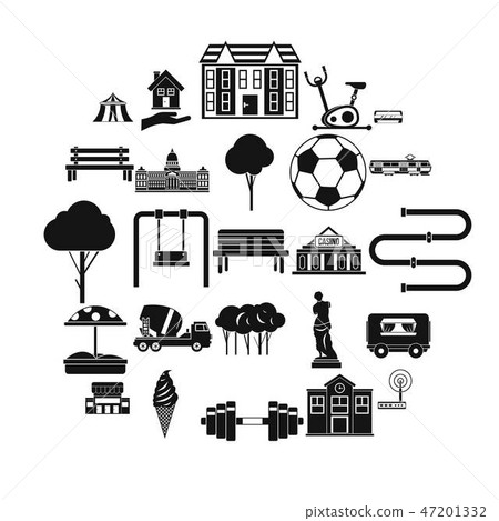 Borough icons set, simple style - Stock Illustration [47201332] - PIXTA