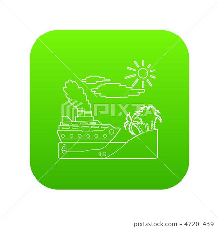 Ship in sea near island concept, outline style Ship in sea near island concept, outline style 47201439