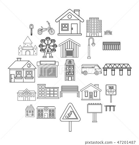 Build icons set, outline style - Stock Illustration [47201487] - PIXTA