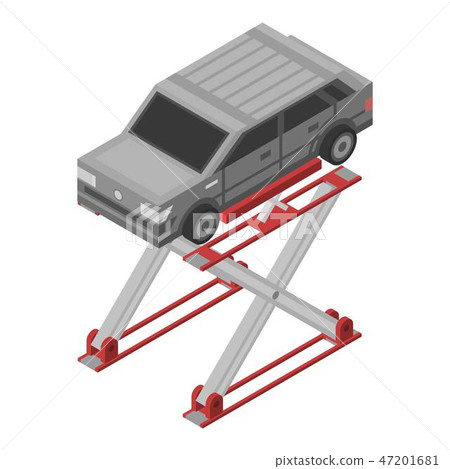 Car on service lift icon, isometric style 47201681