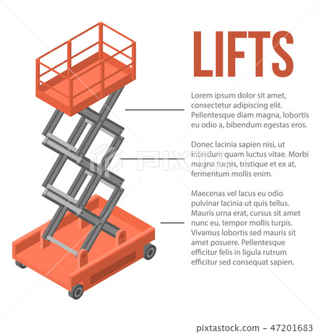 Lift cart stand concept background, isometric style Lift cart stand concept background, isometric style 47201683