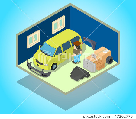 Warehouse concept banner, isometric style Warehouse concept banner, isometric style 47201776