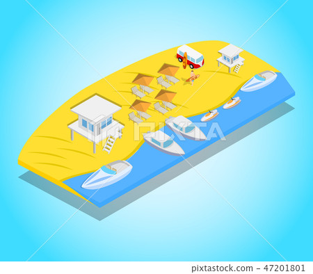 Beach concept banner, isometric style 47201801