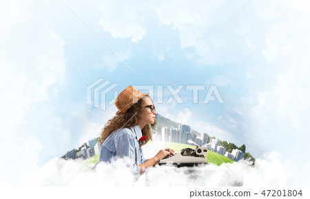 Creative inspiration of young female writer. Creative inspiration of young female writer. 47201804