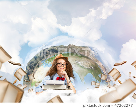 Creative inspiration of young female writer. Creative inspiration of young female writer. 47202277