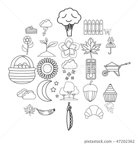 Natural food icons set, outline style 47202362