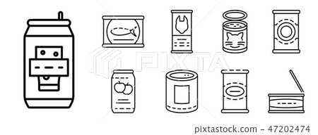 Tin can icon set, outline style Tin can icon set, outline style 47202474