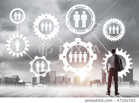 Social connection concept drawn on screen as symbol for teamwork 47202502