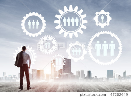 Social connection concept drawn on screen as symbol for teamwork and cooperation 47202649