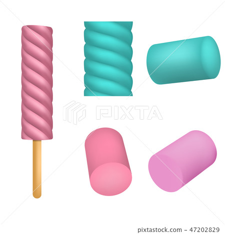 Marshmallow icon set, realistic style 47202829