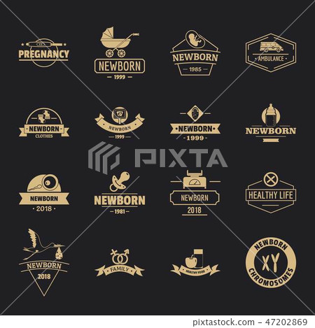 Newborn logo icons set, simple style 47202869