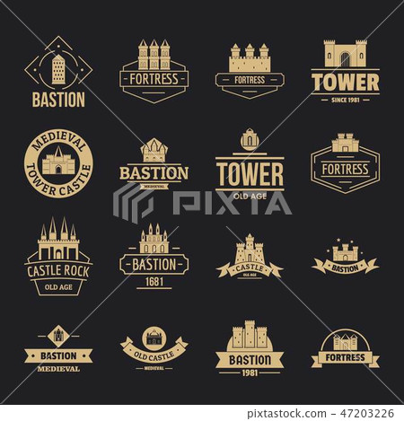 Towers castles logo icons set, simple style Towers castles logo icons set, simple style 47203226