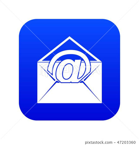 Envelope with email sign icon digital blue 47203360