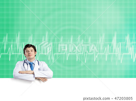 Doctor with banner Doctor with banner 47203805