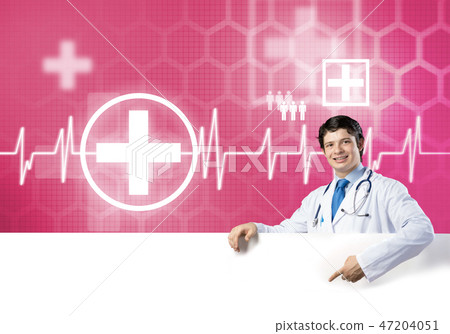 Doctor with banner Doctor with banner 47204051