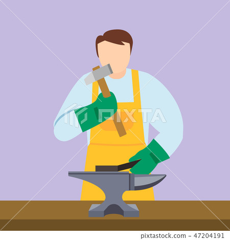 Anvil blacksmith icon, flat style 47204191