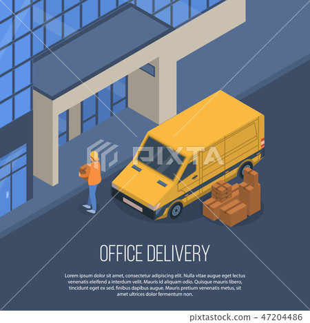 Office delivery concept background, isometric style Office delivery concept background, isometric style 47204486