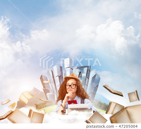 Creative inspiration of young female writer. 47205004