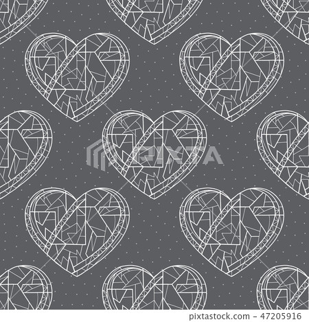 Hearts hand drawn vector seamless pattern. Hearts hand drawn vector seamless pattern. 47205916
